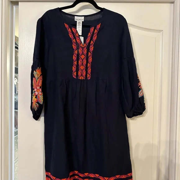 sachin and babi light blue dress Tommy Bahama Embroidered Gauze Short Printed Dress Size Small main image 0